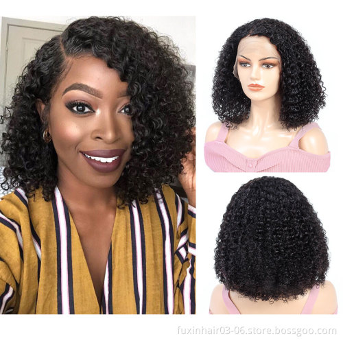 Vietnamese Short Loose Curly Human Hair Wigs Lace Front Deep Part Pixie Cut Short Curly Hair Bob Wigs For Black Women Perruque